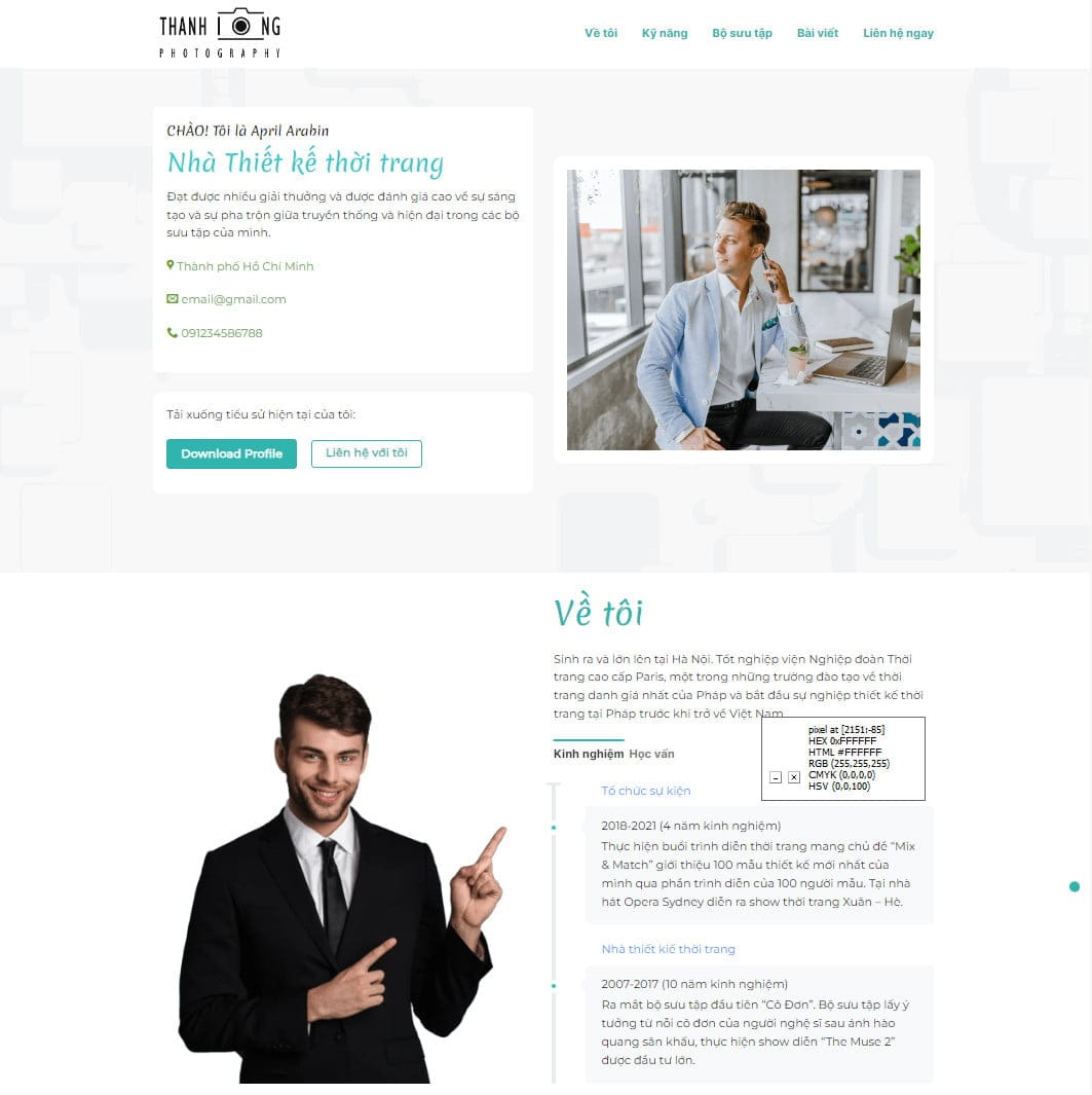 Theme wordpress giới thiệu cá nhân 03