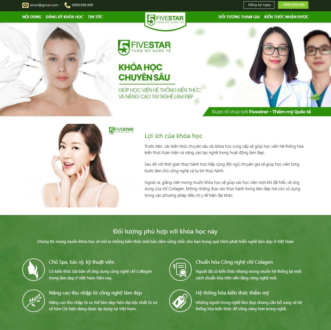 Theme wordpress khóa học làm đẹp, học trang điểm, spa