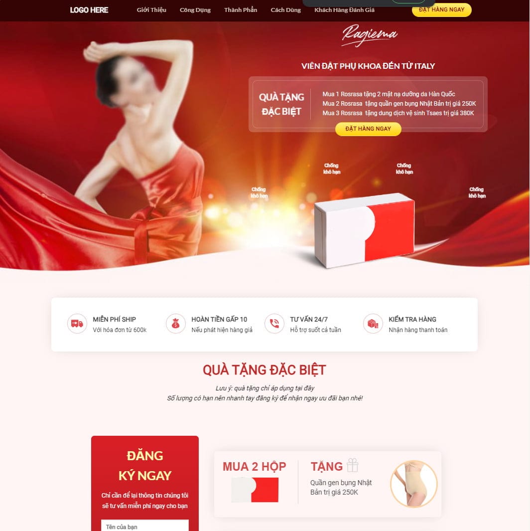 Theme wordpress landing page viên đặt phụ khoa
