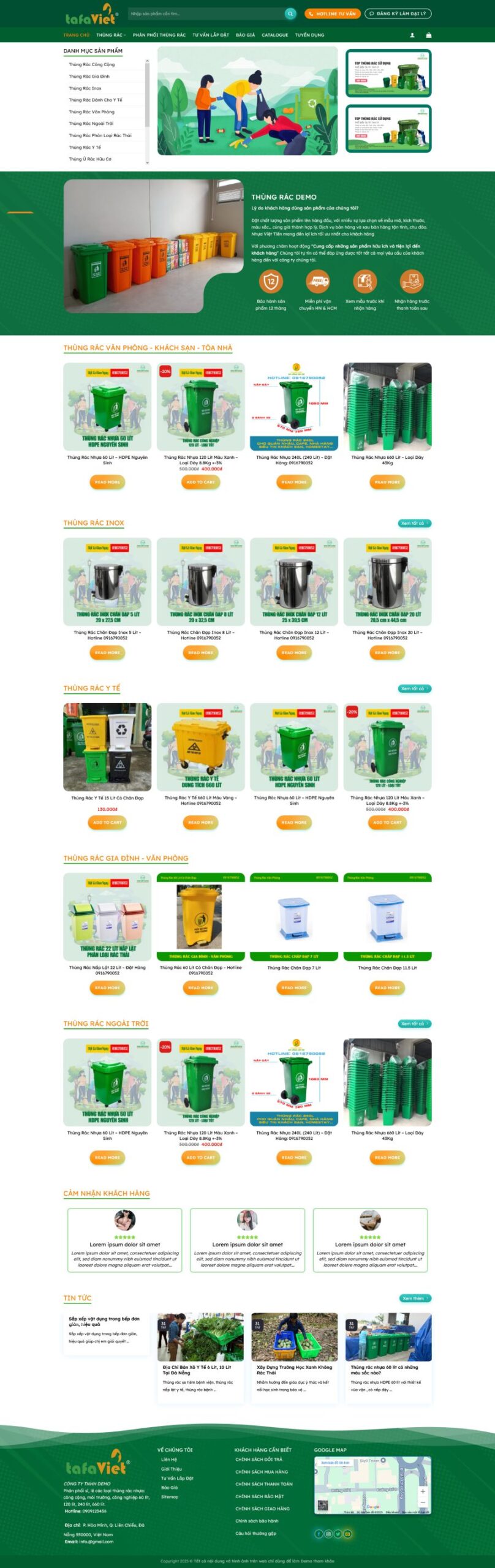 Theme wordpress bán thùng rác chuẩn đẹp